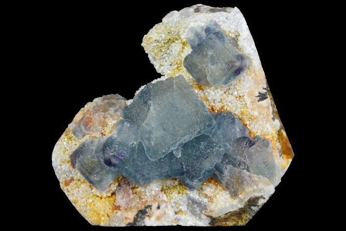 Multicolored Fluorite Crystals on Quartz - China #149751